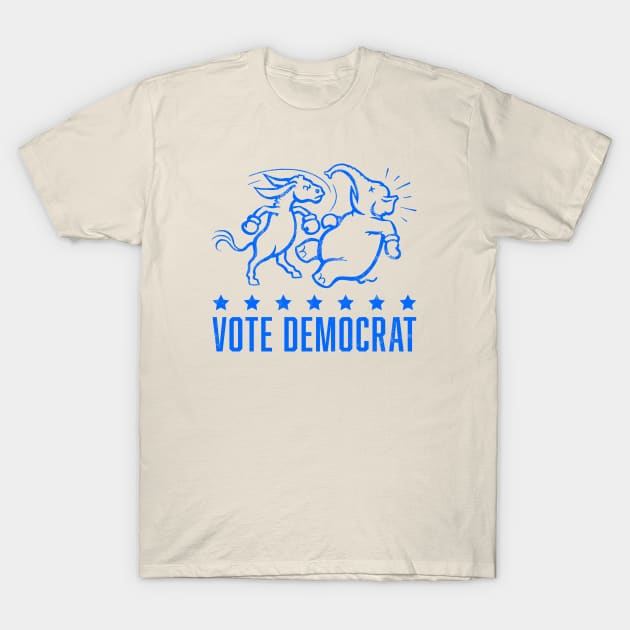 Vintage 1950's Vote Democrat Boxing Donkey (Blue) T-Shirt by From The Trail